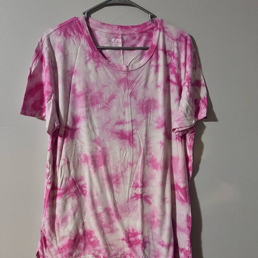 PINK Victoria's Secret Pink and White Tie-Dye Tee